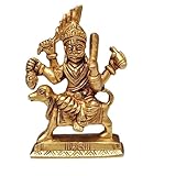 Brass Kaal Bhairav Statue with Dog 4 Inch | Handcrafted Lord Bhairava Idol for Home Temple, Office & Puja | Hindu God of Protection & Power | Spiritual Brass Sculpture for Worship & Religious Decor