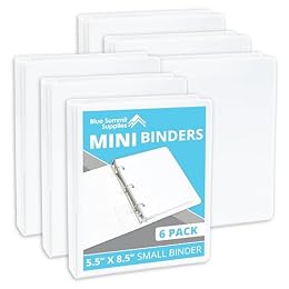 Blue Summit Supplies Small 3 Ring Binder for 5.5" x 8.5" Paper, White 6 Pk