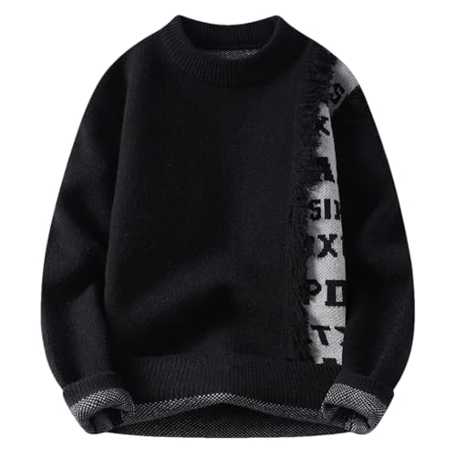 Mens Winter Hole Ripped Sweater Thick Warm Cashmere Jumper Casual Loose Knit Sweaters