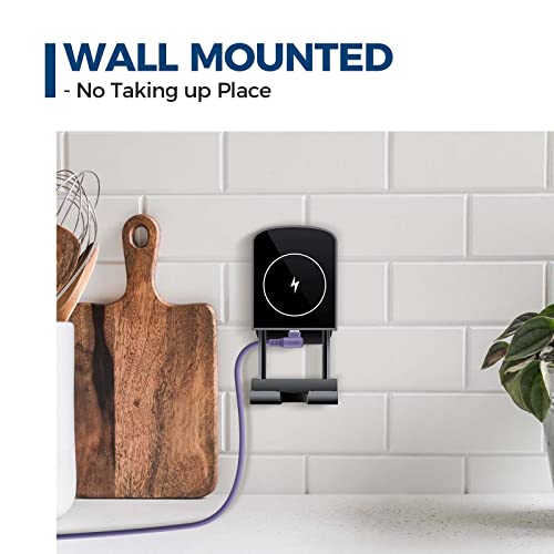 Recarpet Wireless Charger With Wall Mount Phone Holder, Wireless Charing Desk Phone Holder With Adjustable Length And Angle Compatible With Iphone, Samsung, Android #TOP4