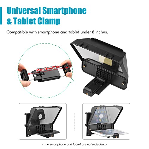 Andoer A10 Portable Smartphone Dslr Teleprompter Kit With Phone Holder Led Fill Light Tabletop Tripod Remote Control For Vlog Video Recording Live Streaming Interview Stage Presentation Speech #TOP5