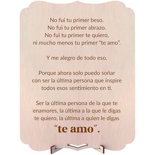 nagu® Tarjeta de Madera 'No fui tu Primer Amor', Regalos Originales para Hombre y Mujer, Regalos de pareja, regalos para tu novio o regalos san valentin. Idea para Regalo regalo san valentín hombre