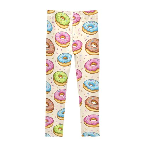 Wusikd Doughnuts Girls' Leggings Toddler Doodles Kids Yoga Pants Dance Active Tights 4T2