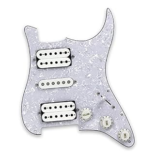 Pickguard précâblé Perle Blanche 11 Trous HSH PICKGUARD PRÉVÉRÉS CHARGÉ PICKO ALNICO 5 Pickups Pièces de Guitare… - Les Beatles, Paul McCartney, John Lennon, RIngo Starr, George Harrison