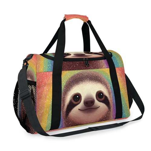 Sloth Colorful Rainbow Travel Duffel Bag Weekender Overnight Bags for Women Men Foldable Waterproof Tote Bag with Trolley Sleeve2