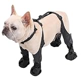MeiAOBest Scarpe per cani, stivali impermeabili per cani a prova di sporco, con bretelle, protezione per zampe per cani di piccola taglia, anti-caduta per cani all'aperto, passeggiate, corsa,