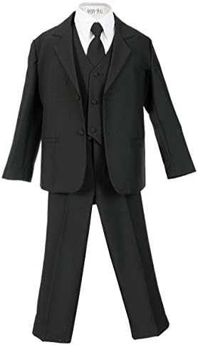 Avery Hill Boys Formal 5 Piece Suit with Shirt and Vest BK 12 Black