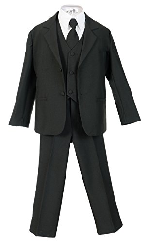 Avery Hill Boys Formal 5 Piece Suit With Shirt And Vest Bk 12 Black #TOP27
