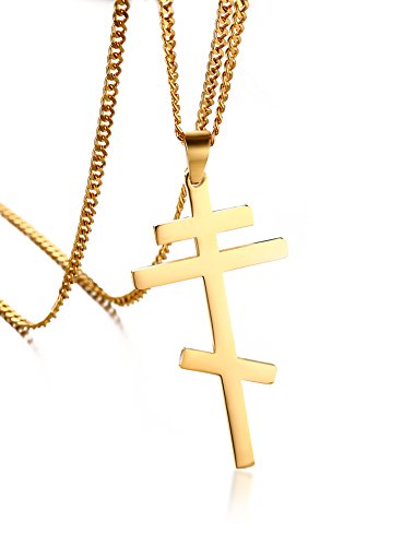 Collier homme croix orthodoxe russe acier inoxydable pendentif chrétien chaîne 61cm