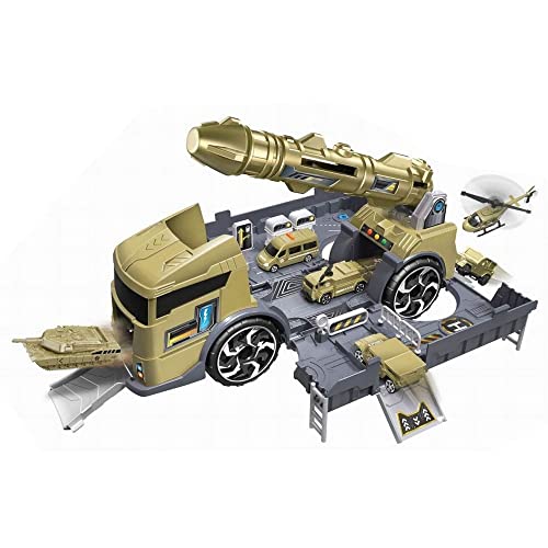 Camion garage militaire complet sous boîte de 39 cm, l'idée cadeau parfaite pour les enfants