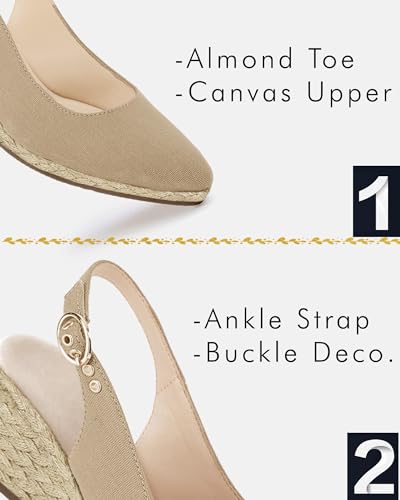 Image of Juliet Holy Womens Wedge Sandals Espadrilles Closed Toe Slingback Buckle Strap Comfortable Casual Summer Wedges Shoes