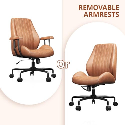 Image of Ergonomic Office Chair 330LBS, Reclining Swivel Mid Back Desk Chair with Adjustable Height, Thickened Cushions, Comfy Executive Armchair for Home Office