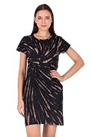 Stories.Label Women Tie Dye Cotton Long Printed Midi T-Shirt Dress in Knee Length Include Plus Sizes, Western Casual Tshirts Dresses for Girls (Black, S)