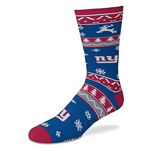 FBF - NFL Holiday Pattern Christmas Crew Socks (NEW YORK GIANTS, Large)