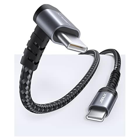 JSAUX 90 Degree USB C to USB C Cable 10FT, 60W Right Angle USB C to C Type C PD Fast Charge Cord Specially Designed for Games, Compatible with Steam Deck, Switch, Samsung Galaxy, Pixel, MacBook, iPad Cover