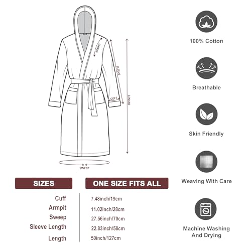 Mens Fleece Bathrobe with Hood,Plush Mens Bathrobe -Soft& Warm Knee Length3