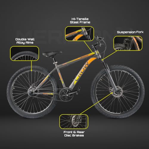 Image of CROW - Meridian Single Speed | 29 inch Unisex MTB Cycle for Boys and Adults | MTB Cycle with Duald Disc Brake | HI TENSILE Steel Frame | Mountain Bike | Unisex | Ideal for 5.8 FT +
