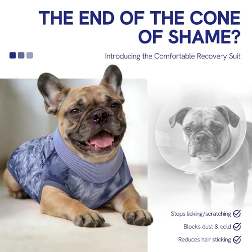 Image of SAWMONG Recovery Suit for Dogs Female Male, Cotton Breathable Dog Onesie After Surgery Spay Neuter, Professional Pet Surgical Suit, Substitute E-Collar Cone (Tie-dye Blue, XL)
