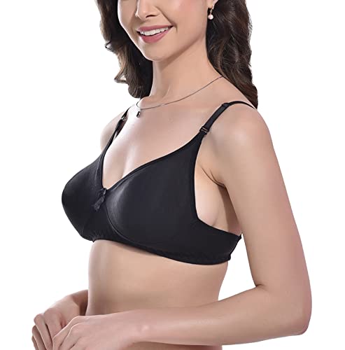 Image of FIMS - Fashion is my style Women Cotton Blend Non-Padded Bra Non-Wired Mould Seamless Cup Solid Bras Cup-B Pack of 1, Multicolor