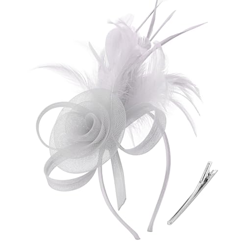 Image of DRESHOW Fascinators Hats for Women Tea Party Fascinator Hats Vintage 50s Headwear Cocktail Wedding Church Derby Hat
