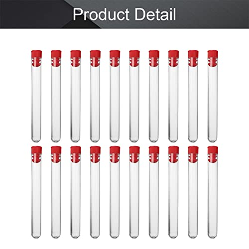 Othmro 100Pcs Clear Plastic Test Tubes with Red Caps, 13mmx100mm Mini Test Tubes with Lids, for Jewelry Seed Beads Powder Spice Liquid Experiment Yeast Specimen Sample Laboratory
