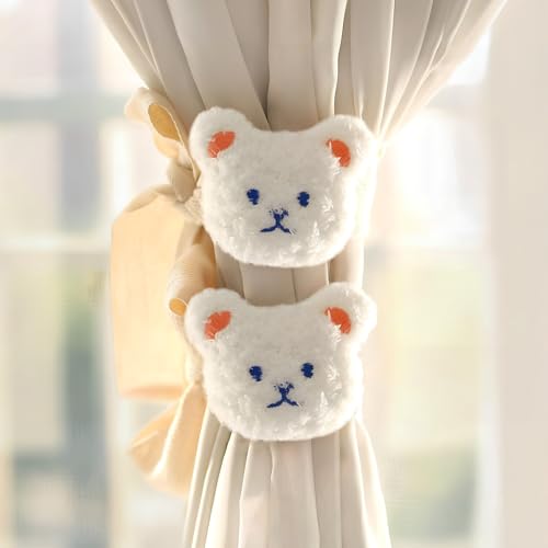 2 Pièces Embrasses Rideaux Petit ours Mignon Embrasses Rideaux d'Animaldessin Animé Attaches Rideaux Corde Décorative Peluche Attaches de Rideaux en Forme...