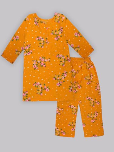 Image of A.T.U.N. (ALL THINGS UBER NICE) Girls Printed 3 /4 Sleeve Kurti and Pant Set | Stylish Traditional Ethnic Wear Salwar Suit Set for All Ocassions