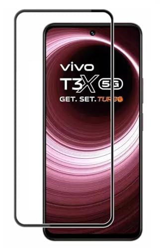 Image of DD SON Tempered Glass Screen Protector Compatible for Vivo T3X 5G, iQOO Z9X 5G, Realme Narzo 70X 5G HD Glass with Edge to Edge Coverage and Easy Installation kit,Black