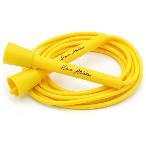 HONOR ATHLETICS Speed Rope, Skipping Rope - Best for Double Under, Boxing, MMA, Cardio Fitness Training Condition - Jump Rope (Yellow, 10 ft rope – (Fits users up to 6'3'))