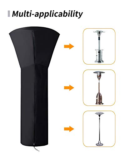 BIERDORF Patio Heater Covers Waterproof with Zipper, 210D Outdoor Heater Cover for Standing Heater, Black - Thumbnail 3