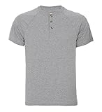 Hanes Mens Short-Sleeve Henley T-Shirt Grey, X-Large