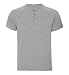 Hanes Mens Short-Sleeve Henley T-Shirt Grey, X-Large