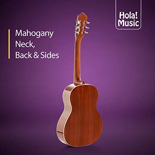 Classical Guitar With Soft Nylon Strings By Hola! Music, Full Size 39 Inch Model Hg-39Gls, Natural Gloss Finish - Free Padded Gig Bag Included #TOP4