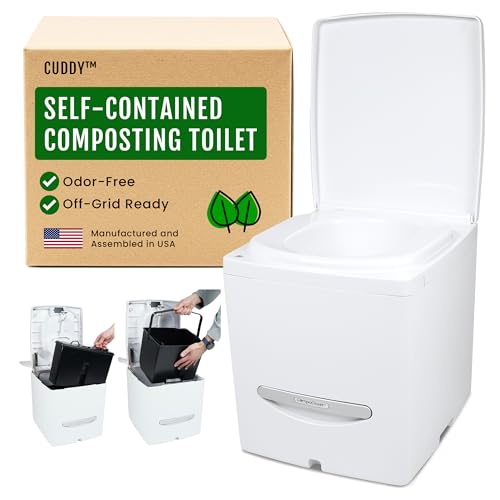 Cuddy Composting Toilet – Odorless, Waterless & Self-Contained. Perfect for Vans, Boats, RVs, Cabins & Living Off-Grid. 3.9 Gal Capacity, Easy to Clean, No Chemicals, 12V Fan, Internal Carbon Filter