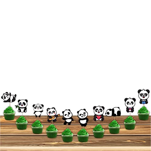 Image of FestikoCute Cartoon Panda Birthday Party Supplies,Children Party Decoration,Girl Birthday Party Decoration Cup Cake Toppers (10 Pcs)