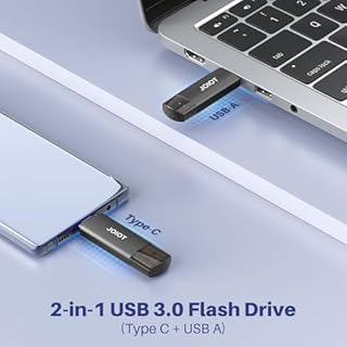 JOIOT 128GB USB Flash Drive Dual-Interface USB-A&USB-C 3.0 Memory Stick USB C Thumb Drive, Phone External Data Storage Datatraveler Compatible with Android, Phone and PC, Black