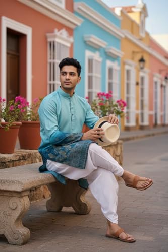 Image of Trustous Men's Printed Kurta Dhoti Set Traditional Ethnic Wear for Festivals & Weddings | Men's Stylish Printed Kurta with Dhoti Set | Traditional Indian Ethnic Wear for Men