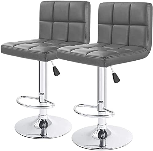 2 Dark Gray Modern Adjustable Counter Swivel Pub Style Bar Stools / Barstools (Dark Gray)