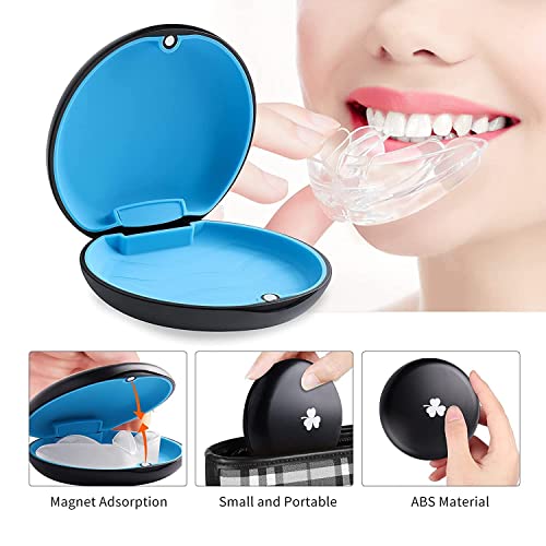 Argomax Aligner Case, Retainer Case, Braces Box, 1 Piece Orthodontic Box (Blcak + Blue Silicone). #TOP5