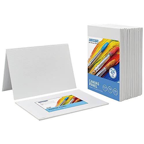 Image of FIXSMITH Painting Canvas Panel Boards - 4x6 Inch Art Canvas,24 Pack Mini Canvases,Primed Canvas Panels,100% Cotton,Acid Free,Professional Quality Artist Canvas Board for Hobby Painters,Students & Kids
