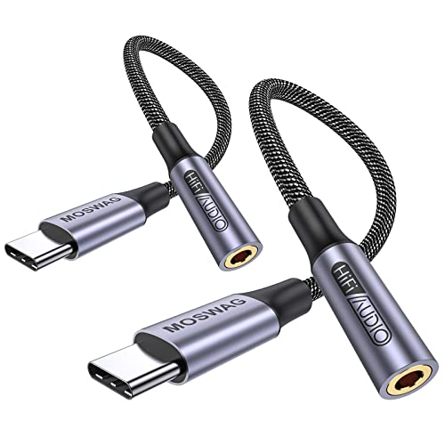 MOSWAG USB Type C to 3.5mm Headphone Jack Adapter, Audio Adapter USB C to Aux Dongle Cable Cord for Samsung Galaxy S23 S22 S21 S20 Ultra S20+ Note 20 10 S10 S9 Plus,Pixel 7 6 5 4 and More