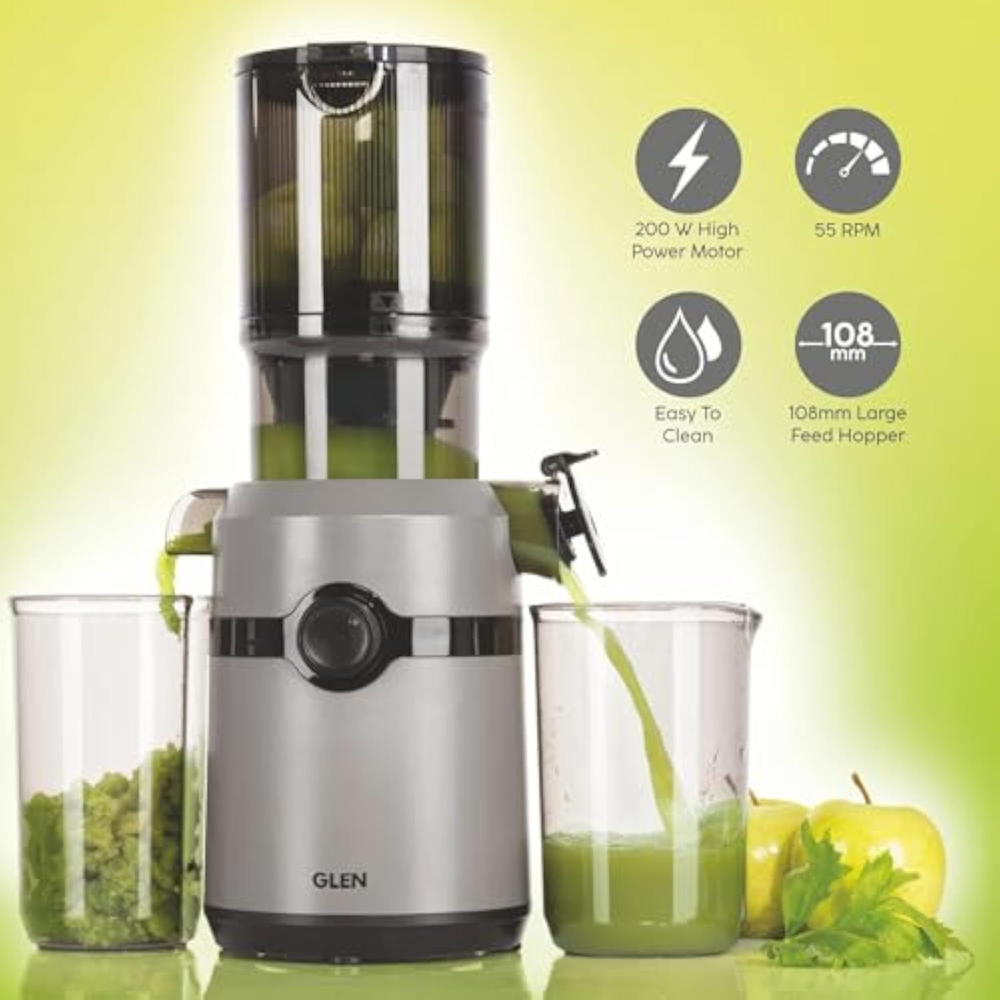 Hopper Cold Press Juicer Machine Electric, 108mm Large Feed