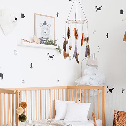 Boho Feather Baby Mobile For Crib, Bohemian Nursery Gender Neutral Wall Hanging Decor, Large Dream Catcher Ornament Hanger Gift For Kids Newborn Ceiling Children Bedroom Outdoor Tent Teepee #TOP4