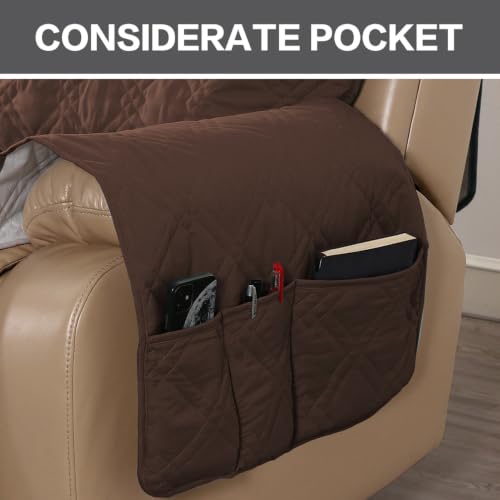 Funda para sillón relax reclinable de 2 plazas protector marrón lavable 8