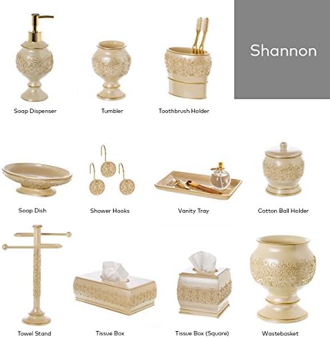 Shannon Tissue Box Cover Square, (6" x 6" x 5.75")  Decorative Bath Tissues Paper Napkin Holder- Modern Serviette Napkins Container- Durable Bottom Slider- For Cute Elegant Bathroom Decor