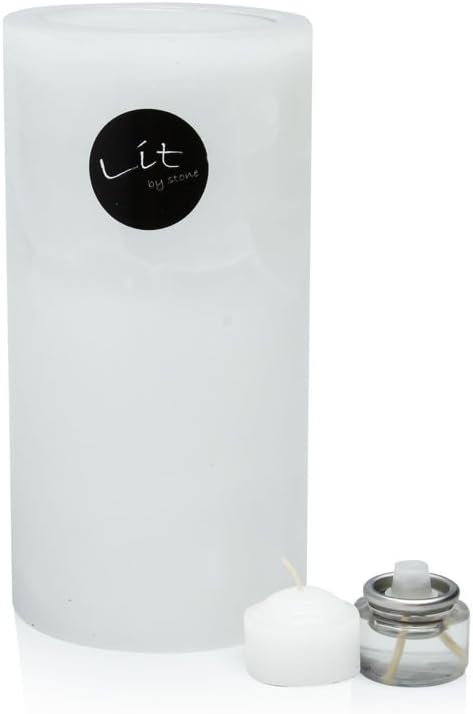 Lit by Stone Luminary (4" x 8") White