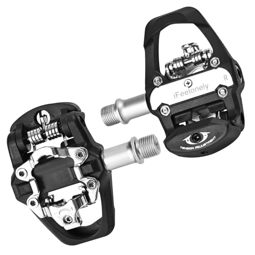 Exercise Indoor Bike Pedals with Cleats, Compatible with Peloton, Look Delta & Shimano SPD, Dual-Sided Clip-in Pedals, 9/16