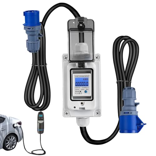 Compteur Électrique Numérique Mobile, 230V 16A Prise de Compteur de Consommation D'énergie avec Câble Flexible en Caoutchouc de 3 Mètres Mesure Consommation electrique pour Camping-cars,Ménages