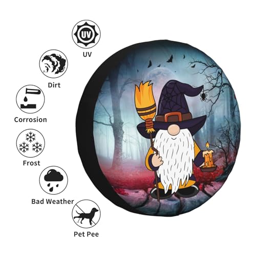 Image of Halloween Gnome Spare Tire Cover Weatherproof Universal Halloween Decorations Wheel Protectors Wheel Covers for Rv Camper Travel Trailer SUV Truck 17 Inch