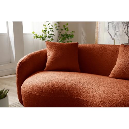 Image of LEGACY OF COMFORT Yazgur 85'' Mid-Century Modern Curved Living Room Sofa, 3-Seat Fabric Couch for Living Room, Office, Apartment (Orange)